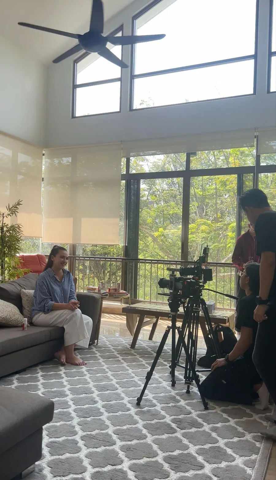 On-location interview production with camera crew